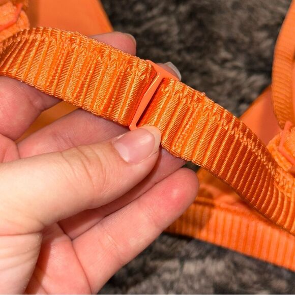 Aerie Orange Shimmer Ribbed Triangle Padded Bikini Top XS Pool Lake Beach Cruise - Picture 4 of 5